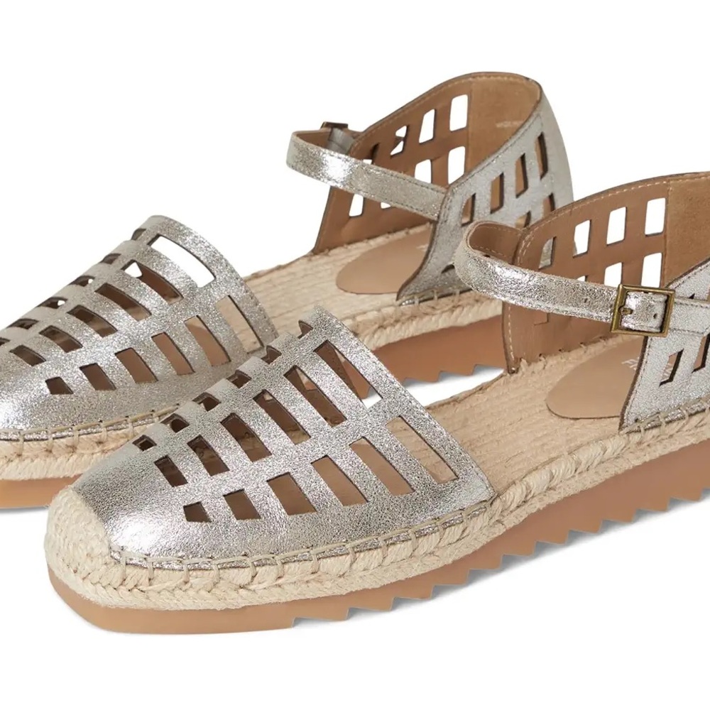 Eileen Fisher Silver Cut-Out Espadrilles
